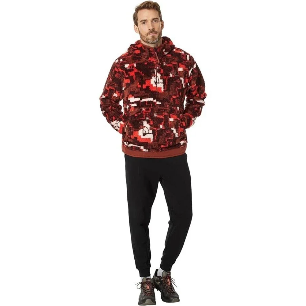The North Face Campshire Men's Fiery Red Digi 1/4 Zip Fleece Hoodie Size S NCL2